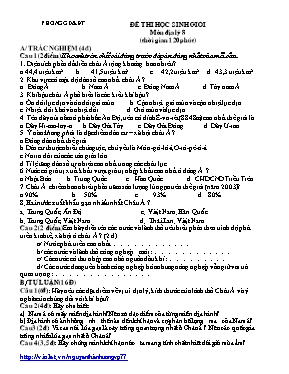 Đề và đáp án thi học sinh giỏi môn Địa lí lớp 8